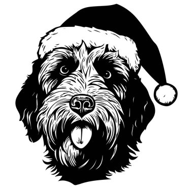 Noel Baba Şapkalı Noel Köpeği Kutlama Sanatı