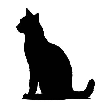 Beyaz Arkaplan Karşısında Profil Görünümündeki Bir Kedinin Silueti