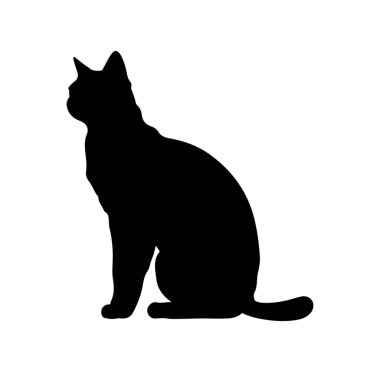 Siyah Kedi Silueti Beyazlara Karşı Profilde Oturuyor