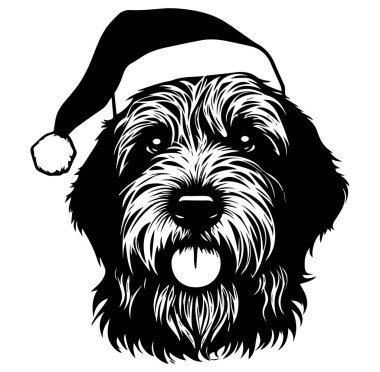 Noel Baba Şapkası Giyen Sevimli Köpek Bayram Tezahüratı Sanatı