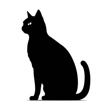 Yaratıcı Kullanım İçin Beyaz Arkaplanda Siyah Kedi Silueti