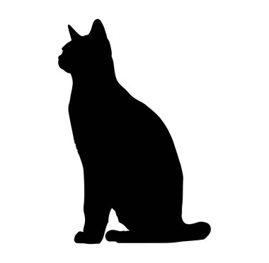 Profil Görünümünde Oturan Bir Kedinin Siyah Silueti