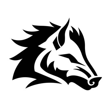 Sanatsal Grafik Tasarımı için Siyah Yaban Domuzu Baş Simgesi