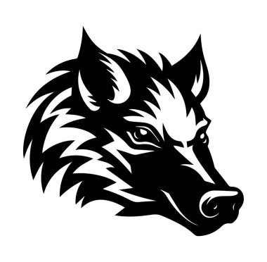 Grafik Tasarım Projeleri için Vahşi Siyah Kurt Baş Silueti