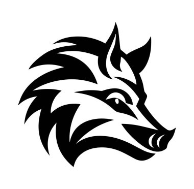 Cesur Siyah ve Beyaz Biçimli Yaban Domuzu Başı Tasarımı