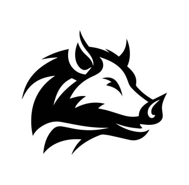 Benzersiz Tasarımlar İçin Siyah Yaban Domuzu Kafa Silueti