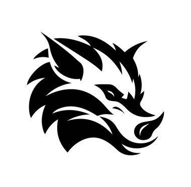 Vahşi Kurt Başı Siyah Siluet Tarzı Tasarımı