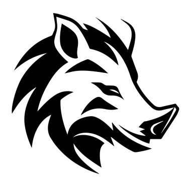 Biçimlendirilmiş Siyah ve Beyaz Yaban domuzu Baş Logosu Tasarım Sanatı