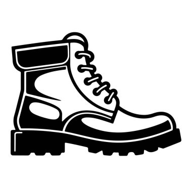 Açık Hava Maceraları için Siyah ve Beyaz Yürüyüş Çizmeleri Çizimi