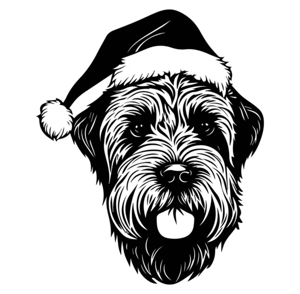 Tatil için Noel Baba Şapkası Giyen Sevimli Köpek