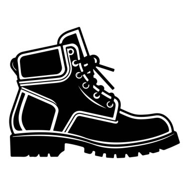 Beyaz Arkaplanda Siyah Siluet Tarz Yürüyüşü Çizmesi