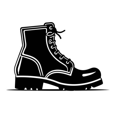 Bağcıklı ve tek dizaynlı siyah çizme silueti