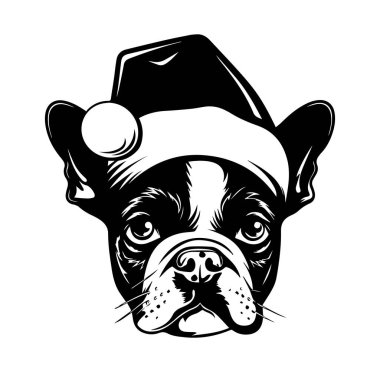 Noel Şapkalı Sevimli Köpek Şenlikli İfadesiyle