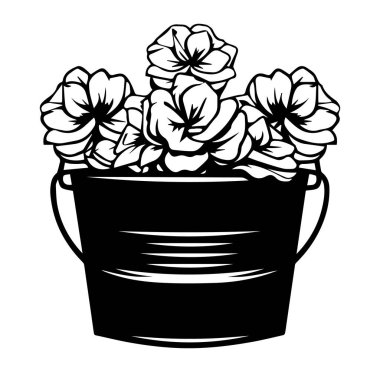 Siyah ve Beyaz Çiçekli Kova Tasarımı