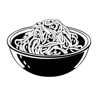 Siyah Taslaklı Beyaz Arkaplanda Erişte Kasesi