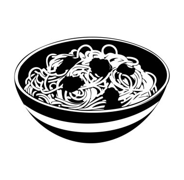 Bir kâsede siyah beyaz spagetti tasviri