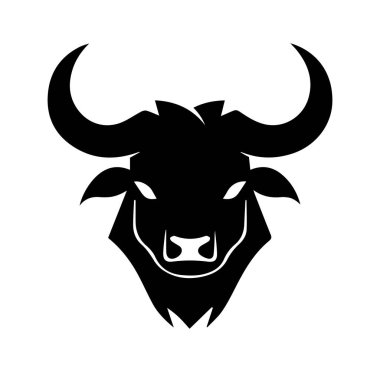 Belirgin Boynuz Tasarımlı Boğa Kafanın Siyah Silueti