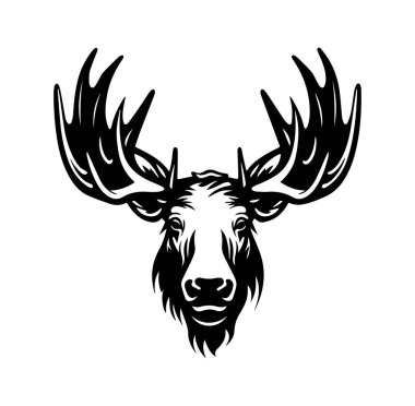 Görkemli Siyah ve Beyaz Tasarım Geyik Başı