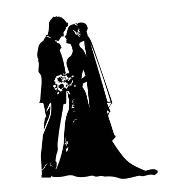 Soft Light Altında Romantik Düğün Töreninde Gelin ve Damat 'ın Zarif Silueti