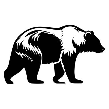 Modern Sanat İçin Siyah ve Beyaz Sanatsal Bir Ayının Profili, Çevre dostu Vahşi Yaşam Tasarımı