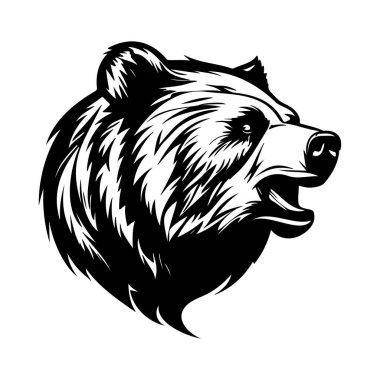 Vahşi Yaşam Teması ve Doğa Sanatı için Majestic Bear Head Design Monochrome Style