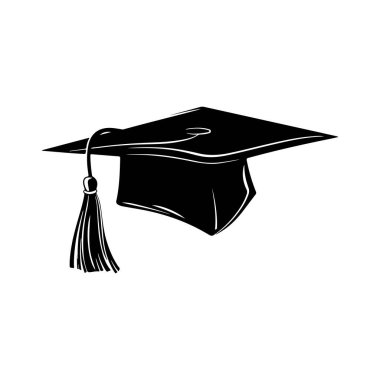 Akademik başarıyı sembolize eden püsküllü siyah mezuniyet şapkası.