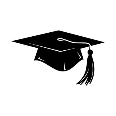 Siyahi Mezuniyet Cap Simgesi Akademik Kutlamalar İçin Eğitimsel Başarı ve Başarı Sembolize Ediyor