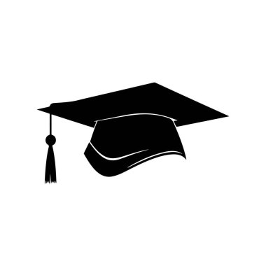 Eğitim Temaları ve Mezuniyet Kutlamaları için Basit Siyahi Mezuniyet Kap Simgesi
