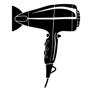 Stylish and Modern Hair Dryer Silhouette for Beauty and Personal Care Business Imagery and Marketing Collateral