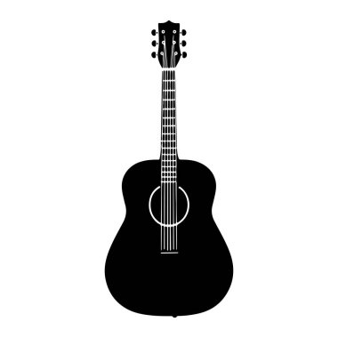 Black Acoustic Guitar Silhouette for Music Themes and Art Designs, Perfect for Illustrations and Graphic Projects