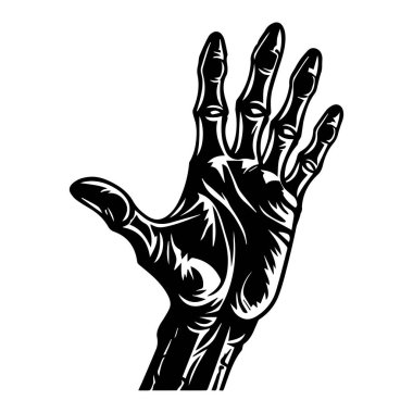Artistic Representation of a Gripping Hand in a Bold Black and White Style