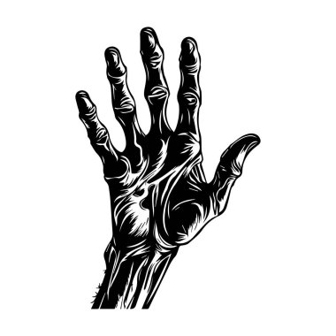 Gripping Hand Illustration in Vintage Style with Detailed Anatomy and Expressive Gesture for Art and Design Use