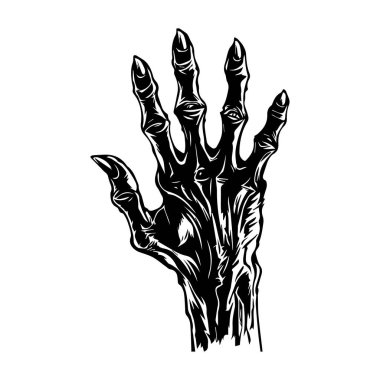 Creepy Skeleton Hand Emerging From Darkness in a Sinister Halloween Vibe Illustration