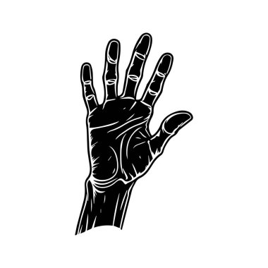 Artistic Illustration of a Human Hand Gesture in Black and White for Creative and Graphic Design Applications