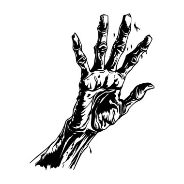 Creepy Grasping Hand in Black and White Illustration Evokes Fear and Intrigue Perfect for Horror Themes and Designs