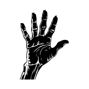 Detailed Illustration of a Outstretched Human Hand in Black and White for Artistic and Creative Purposes