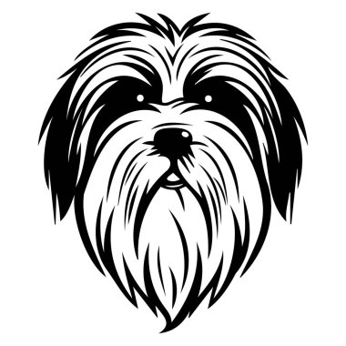 Sevimli ve tüylü bir köpeğin sevimli ve tüylü portresi sevimli özellikleri ve ayırt edici kürk tasarımı, hayvan severler ve illüstratörler için mükemmel