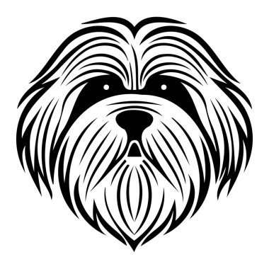 Yumuşak gözlü, sevimli, siyah ve beyaz bir köpek tasviri. Bir evcil hayvanın cazibesini ve kişiliğini yakalıyor.