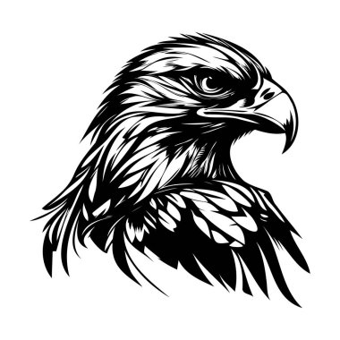 Majestic Eagle Head Illustration in Kalın Siyah-Beyaz Biçim Yaratıcı Projeler ve Doğa Tutkuları İçin İdeal