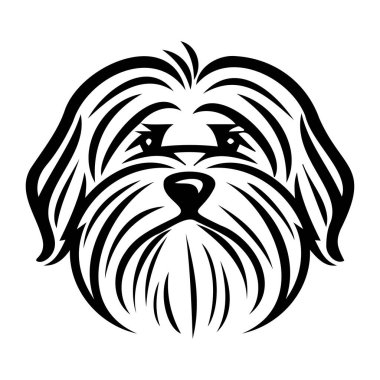 Uzun Kürklü ve Siyah-Beyaz Sanatsal Gözlü Biçimli Biçimlendirilmiş Köpek Başı 'nın Detaylı Çizimi