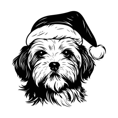 Tatil Kutlaması için Noel Baba Şapkası Giyen Şirin Köpek, Kutlama Kartları ve Kış Dekorasyonları İçin Mükemmel