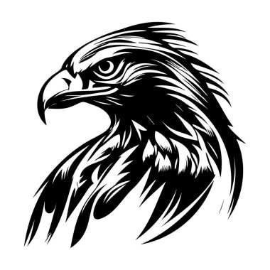 Yaratıcı Tasarımlar ve Sanatsal Projeler için Siyah ve Beyaz Kartal Kafa İllüstrasyonu
