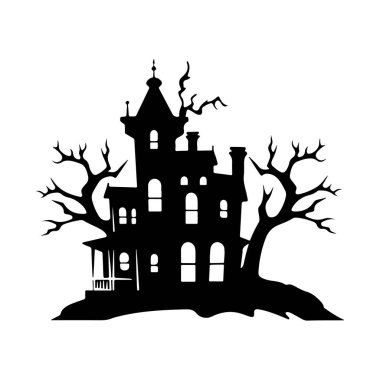 Sapkın Dalları ve Ürkütücü Atmosferi Cadılar Bayramı Dekorasyonları ve Temaları İçin Mükemmel Ürkütücü Ev Silueti