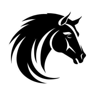 Zarif siyah at silueti, dalgalı yelesi ve etkileyici özellikleri var. Minimalist tasarımda at güzelliği ve zarafeti sergiliyor.