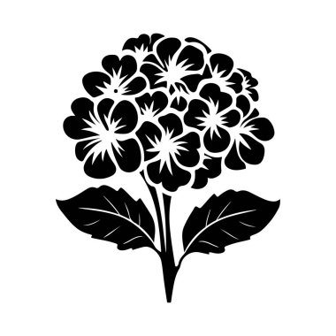 Zarif çiçek silueti tasarımı sanatsal ve yaratıcı projeler için bir demet çiçek ve canlı yapraklar içerir.