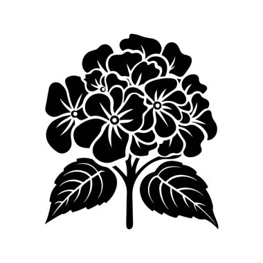 Minimalist Tasarım ve Sanatsal İllüstrasyon Yaprakları ile Çiçek Kümesinin Zarif Siyah Silüeti