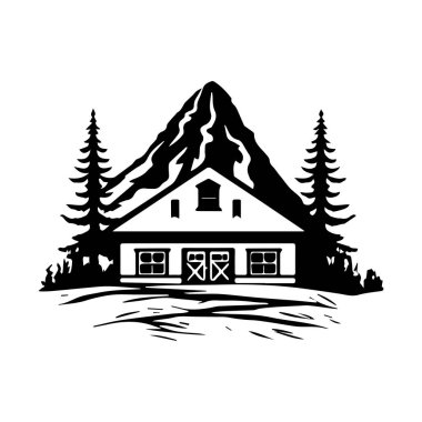 Etrafı Pine Trees 'le çevrili, Görkemli Dağ Arkaplanı olan Siyah ve Beyaz Dağ ResimleriName