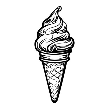 Kremalı ve Çıtır Dokulu Klasik Waffle külahında Lezzetli Yumuşak Dondurma Konisi