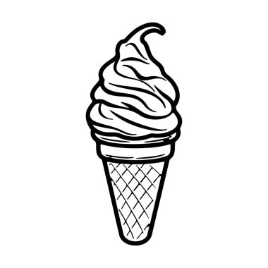 Lezzetli ve kremalı dondurma külahı. Klasik Waffle Konisi Tasarımı.