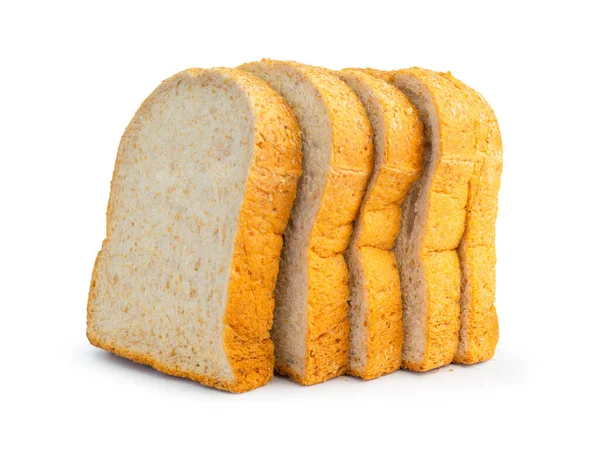 Beyaz Arka Planda Izole Edilmiş Dilimlenmiş Ekmek Bunun Kırpma Yolu — Stok fotoğraf
